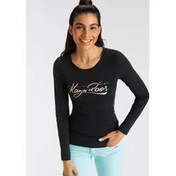 Langarmshirt, langärmelig, sehr figurbetont, aus 100% Baumwolle, Gr. 48/50 (XL), schwarz, , 91300448-48