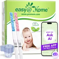 Easy@Home 40 Ovulationstests + 10 Schwangerschaftstests + 50 Tassen, Empfindlich Fruchtbarkeitstest für Frauen Kinderwunsch 25 mIU/ml, Zuverlässige Zyklus- und Fruchtbarkeitsüberwachung