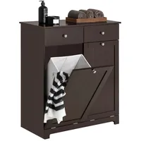 SoBuy Wäscheschrank mit 2 Wäschesäcken Wäschekorb Badschrank Badmöbel BZR33-BR