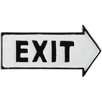 Relaxdays Exit Schild, Dekoschild für Wand & Tür, Antik-Design, Pfeil rechts, Beschilderung, Gusseisen, weiß/schwarz