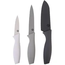 MasterChef Küchenmesser Set 3-tlg. Grau, Edelstahl, Antihaftbeschichtet, Ergonomischer Griff