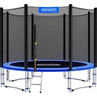 Monzana® Trampolin Ø 305 cm TÜV SÜD GS Zertifiziert Komplettset mit Sicherheitsnetz, Leiter, Randabdeckung & Zubehör - Kindertrampolin Gartentrampolin