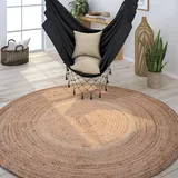 Paco Home Teppich Rund Wohnzimmer Jute, Boho, Handgefertigter Natur-Teppich