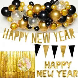 Silvesterparty Deko Partyset gold schwarz Partydekoration Happy Year Silvester