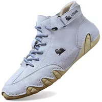 Sportschuhe Damen Weiss Alpaca Barfuss Schuhe Damen Ergonomischer Sommer Barfußschuhe Paar Wasserdicht & Schmerzlindernder Leder-Barfußschuh Atmungsaktive Orthopädische Barfuss - 45 EU