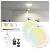 MUPOO LED Panel Wiederaufladbare Schrankleuchte mit Bewegungssensor Fernbedienung, Mit USB, LED fest integriert, 3 Farben und Timer für Schrank,Speisekammer,Treppe,Flur