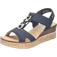 Rieker Damen 63798 Keilsandaletten, Blau, 43 EU