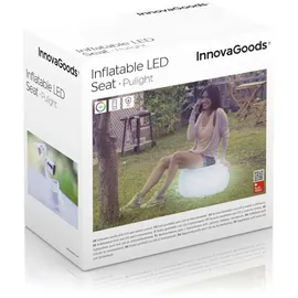 InnovaGoods Aufblasbarer LED-Hocker Pulight, Mehrfarbige Beleuchtung, Fernbedienung, Wasserdicht, Für Innen & Außen, Inkl. Luftpumpe, Tragbar, Weiß, Unica, Kunststoff
