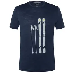 super natural Wander-/Freizeit Tshirt Graphic Skiing Gear - Merinowollmix - irisblau meliert Herren