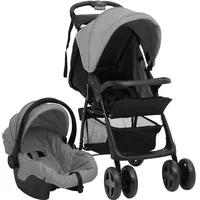 vidaXL 3-in-1 Kinderwagen hellgrau und schwarz 10389