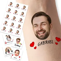 Personalisierte Temporäre Tattoos Erwachsene - Tattoos Selbst Gestalten mit Gesicht Foto und Text - Wasserfeste Tattoo Aufkleber für Hochzeit, Abschluss, Festival, Junggesellenabschied
