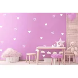 Wandtattoo Herz zum Kleben an der Wand Herzen Babyzimmer Kinderzimmer Wandaufkleber Heart (80er Set Herzen, Weiss)