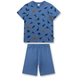Sanetta Jungen Schlafanzug - kurz, Kids, Nachtwäsche, Pyjama, Baumwolle Blau 128