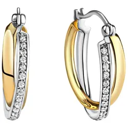 Celesta Ohrring 925/- Sterling Silber Zirkonia Creolen   Weiss Damen 