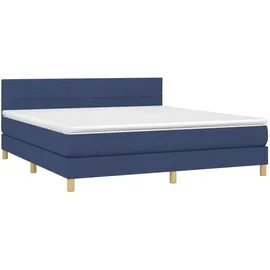 vidaXL Boxspringbett mit Matratze & LED Blau 180x200 cm Stoff