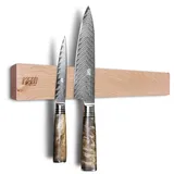 FINDKING Holz Magnetischer Messerleiste, Magnet Utensilienhalter für Wand, Kühlschrank, Holzregal für Küchenmesser, ohne Bohren (Beige, 16 Zoll, Ohne Messer)