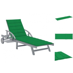 vidaXL Wellnessliege Gartenliege Sonnenliege Rollliege Relaxliege mit grüner Auflage Akazie grau