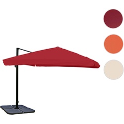 Ampelschirm HWC-A96, Gastronomie, 3x3m (√ò4,24m) Polyester Alu/Stahl 23kg ~ Flap, bordeaux mit St√§nder, drehbar