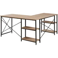 [en.casa] Schreibtisch, Klirurud mit 2 Regalen L-förmig 150x150x75 cm
