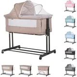 Chipolino Beistellbett 2 in 1 Zen Laufstall Moskitonetz Matratze Räder Bremse beige