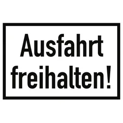 Schild Ausfahrt freihalten Alu 20 x 30 cm (Parkverbot, Halteverbot) wetterfest