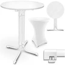 tillvex Stehtisch klappbar rund 60 cm Weiß