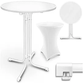 tillvex Stehtisch klappbar rund 60 cm Weiß