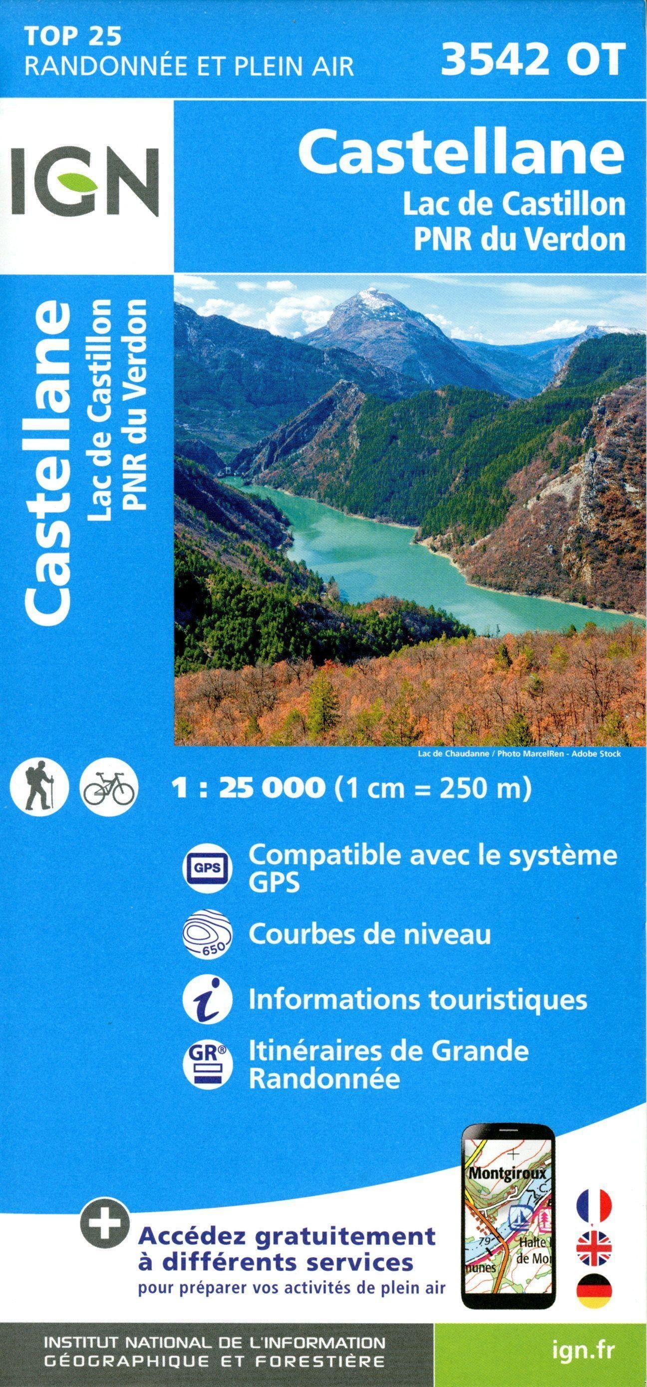 3542Ot Castellane Lac De Castillon Pn Du Verdon  Karte (im Sinne von Landkarte)