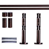 Gardinenstange Set, 2-läufig, ⌀ 19 mm, 200 cm, rot-bronze + Wand, Rillen-Kappe Komplettset mit Halterungen & Endstücke, Vorhangstange in Silber... - Rot