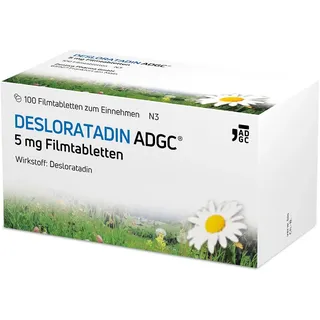 Desloratadin-ADGC® 5 mg - 100 Stück - Antiallergikum mit schneller & langanhaltender Wirkung bei Allergien - verursacht kaum Müdigkeit - lindert Juckreiz & Quaddeln bei Urtikaria - ab 12 Jahre