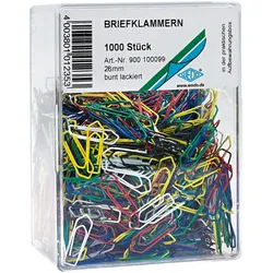 WEDO Büroklammer lackiert 26mm VE=3x1000 Stück farbig sortiert