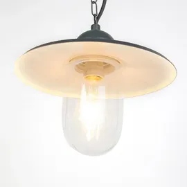QAZQA Hängelampe Stahl/Glas IP44 E27 spritzwassergeschützt anthrazit