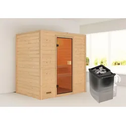 KARIBU Sauna »Selena «, BxTxH: 196 x 187 x 145 cm, 9 kW Ofen mit integr. Steuerung - braun