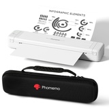 Phomemo P831 Thermodrucker, 300dpi Mobiler Drucker A4 für für Kleine Unternehmen, Autos, Verträge, Reisen, Monochromer Drucker Portable Kompatibel mit Android und iOS, mit 1 Aufbewahrungsbox