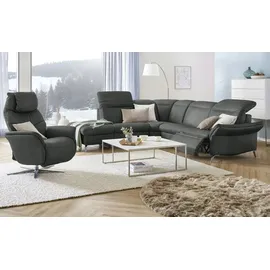 HIMOLLA Fernsehsessel 7051 Leder 74 x 113 x 86 cm Grau mit Kopfteil