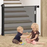 Kidsbuddy Treppenschutzgitter Ausziehbar,0-150cm,Einhändig Bedienbar,Türschutzgitter Absperrgitter für Babys und Hunde,Haustiere Kinder schutzgitter für Treppen/Türen/Innen& Außen,Schwarz