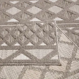 Carpet City In-& Outdoor Teppich - Quadratisch 150x150 cm - für Innen-& Außenbereich - Wetterfest Balkon-Teppich, Terrasse, Flur, Küche - Wohnzimmer-Teppiche - Hochtief/ 3D-Effekt - Ethno-Look in Braun