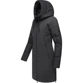 Ragwear Damen Wintermantel Steppmantel in Wolloptik mit Kapuze und hohem Kragen Jumana YOUMODO Black Gr. M - M
