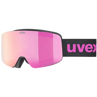 Uvex pwdr FM Skibrille für Kinder - mit Visier - beschlagfrei - black matt mirror Pink