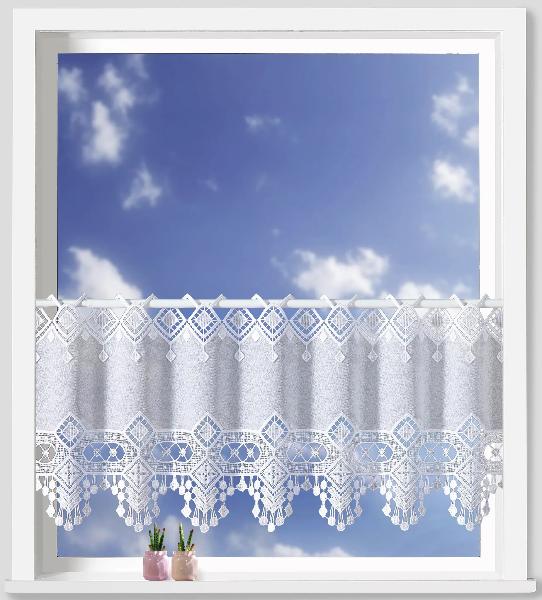 Scheibengardine nach Maß WECKBRODT "Adriana", weiß, B:406cm H:30cm, Obermaterial: 100% Polyester, Gardinen nach Maß, Bistro, Gardine, Store, nach Maß