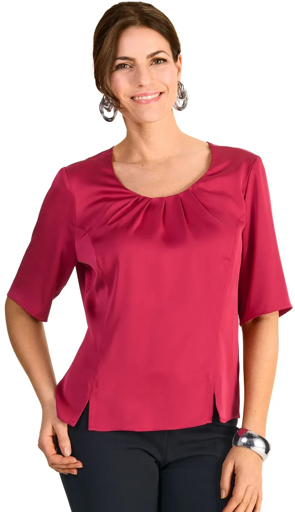 HERMANN LANGE Collection Blusenshirt, mit Raffung HERMANN LANGE Collection darkpink 44