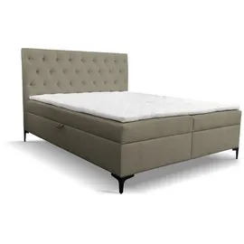 venasi CLIPSO Boxspringbett 140x200 mit 2 Bettkästen und TOPPER H2/H3 Matratze BRAUN LOUIS 664 - Braun