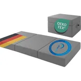 TexDeko® Premium Klappmatratze 140x200cm (3-teilig), komfortable ergonomische Faltmatratze 15cm dick mit 4cm Visco-Schicht und Anti-Rutsch-Unterseite waschbarer Bezug, ideal als Gästematratze (Grau)