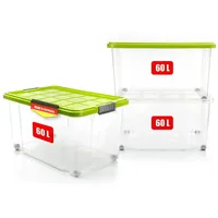 BigDean 3 Stück 60 L Aufbewahrungsbox mit Deckel groß