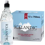 Icelandic Glacial Premium Natürliches Wasser Flaschen aus recyceltem PET 12 x 750ml pro Pack – Alkalisch/Niedriger pH-Wert, BPA-frei, Klimaneutral aus der isländischen Quelle. Geringer TDS-Gehalt.