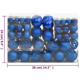 vidaXL 111-tlg. Weihnachtskugel-Set Blau Polystyrol