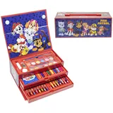 PAW PATROL Schreibwaren-Set, Enthält Buntstifte, Marker, Wasserfarben, Pinsel, Schwamm, Bleistift, Radiergummi, Bleistifte, Notizbuch, Aktentasche, Schulset für Jungen