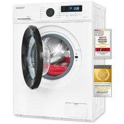 Exquisit Waschmaschine WA8014-020A weiss | 8 kg Fassungsvermögen | Energieeffizienzklasse A | 12 Waschprogramme | Kindersicherung | Startzeitvorwahl