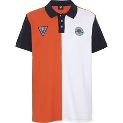 Polo in Colour-Block-Optik mit Patches orange 3XL