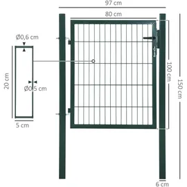 Homcom Gartentor 97 x 150 cm grün